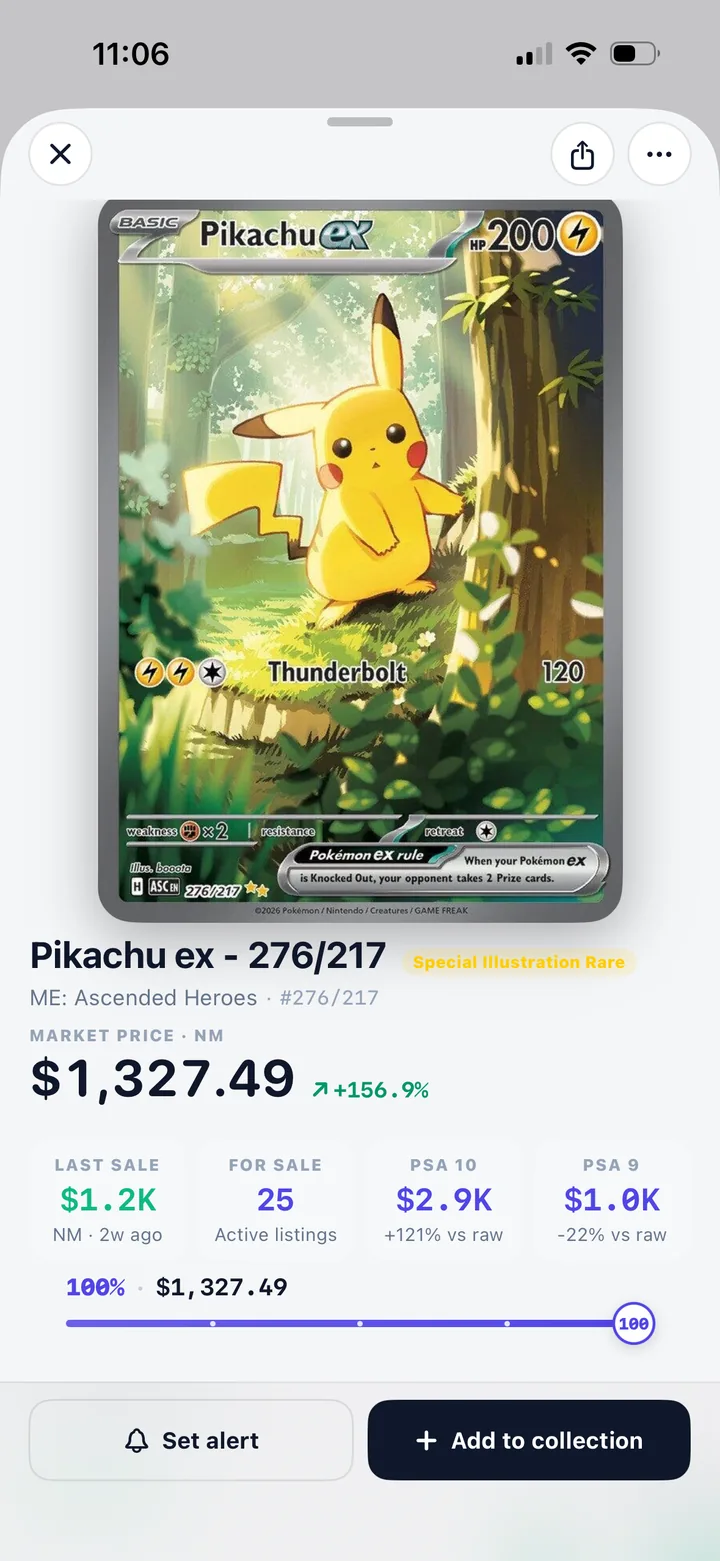 Live card price and comps